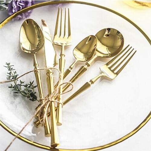 Wholesale Stainless Steel Cutlery Set Gold Dinnerware Set Western Food Cutlery Tableware Dinnerware Christmas Gift