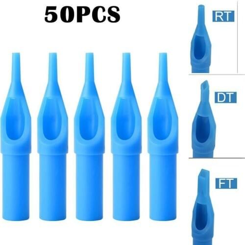 ATOMUS 50pcs Sterile Disposable Tattoo Nozzle Tips Needle Tube RT DT FT Type Safe Body Art Supply