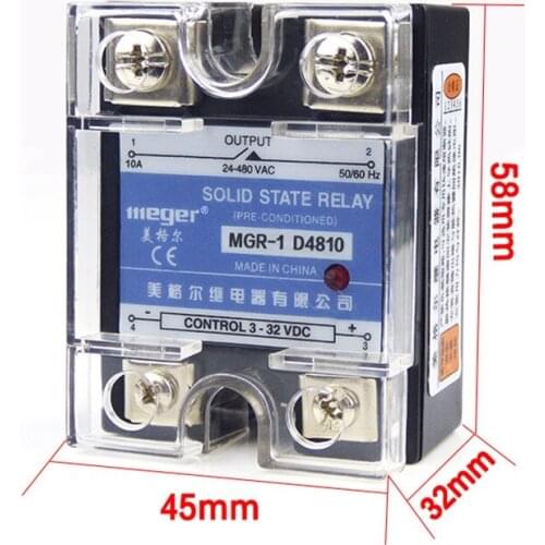 Normally Open Single Phase Solid State Relay SSR MGR-1 D4810 10A DC Control AC DC-AC