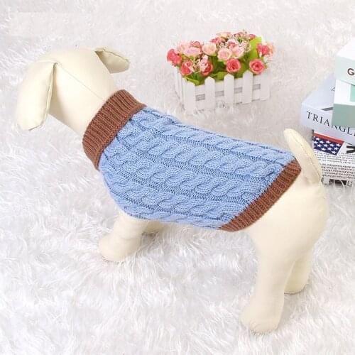New Winter Solid Color Knitted Cat Dog Clothes Warm Sweater For Small Yorkie Pet Clothing Coat Knitting Crochet Cloth S-XL