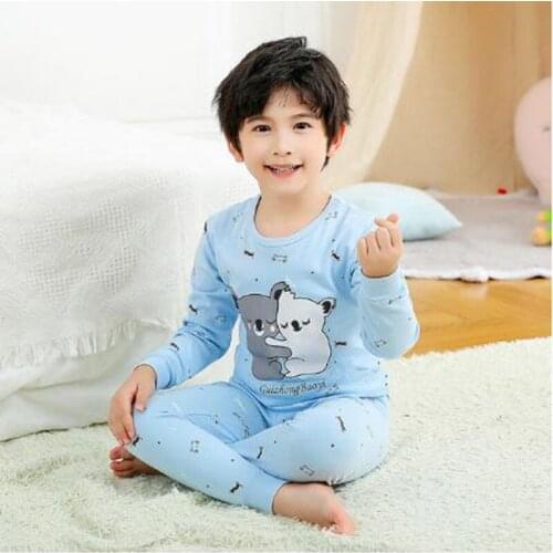 New Winter Sleepwear For Baby Boys Long Sleeve Pijamas Infantil 100% Cotton Autumn Kids Pajamas Set Boy Girls Clothes 6 8 10 12Y
