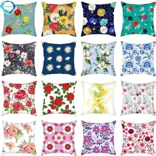 Tropical Rainforest Plant Leaves Painted Cushion Cover Blooming Flower Floral Pillow Cover For Home Sofa Chair Decor 45x45cm