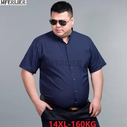 Autumn long Sleeve Men Shirt striped Big Size 9XL 10XL 12XL 14XL Business oversize Men Dress office formal cotton Shirt blue 54