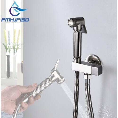Handheld Toilet Bidet Sprayer Set Brass Nickel Bidet Faucet Cold Water Cleaner Set Toilet Sprayer Facuet Self Cleaning Faucet