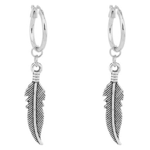 Feather Earrings For Men Women Stainless Steel Cool Punk Edgy Kpop Trend Stick Barbell Cross Moon Dangle Hoop Earrings For Eboy