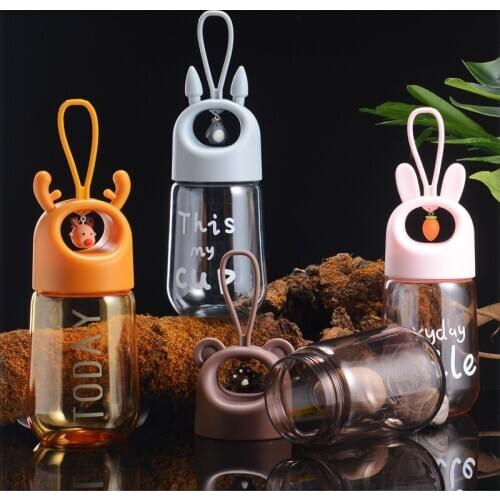 Cute Water Bottles 480ml Rope Plastic Cup Portable Shaker Flask Eco Friendly Drinkware for Christmas-Students