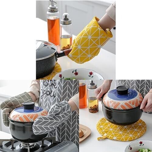 1 Piece Cute Non-slip Cotton Fashion Nordic Kitchen Cooking microwave gloves baking BBQ potholders Oven mitts