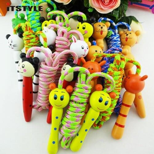 Animal Jump Ropes Wood Handle Children Kid Fitness Equipment Training Practice SpeedCorda Pular Gym Skipping Rope