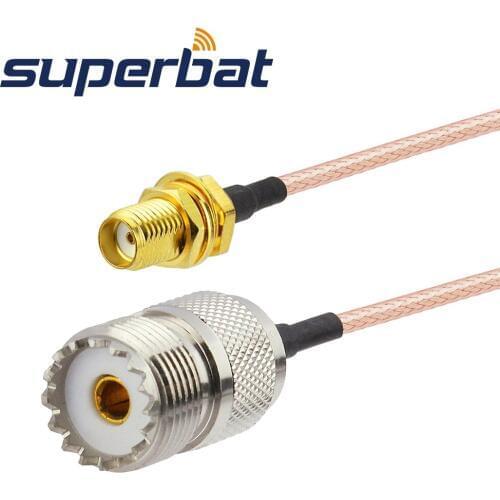 Superbat Pigtail Cable SMA Jack Bulkhead to UHF Straight Female RG316 15cm