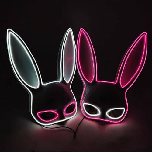 Glowing Sexy Bunny EL Wire Mask Cosplay Costume Accessories Luminous Rabbit LED Mask For Nightclub Dance Party