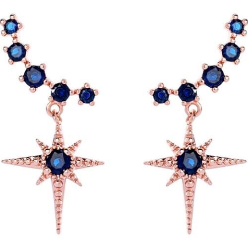 Navy Blue Starburst Drop Earring Fashion Gold Silver Color Dangle Earring 2020 New Wholesale High End Party Wedding Jewelry