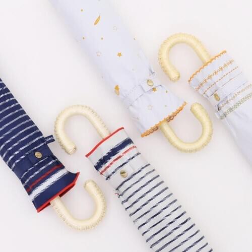 Tiohoh Japanese Style Umbrella Girls Creative Folding Women Umbrellas Anti UV Parasol Sun Umbrella Minimalism Geometry Stripe