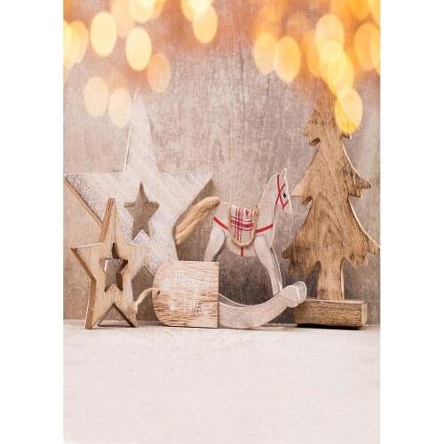 Photographic Backdrop Wooden Horse Christmas Tree Flare Customized Background for Children Baby Shower Photophone Photo Studio
