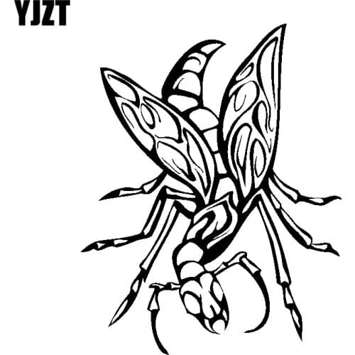 YJZT 12CM*15.2CM Ferocious Insect Bug Original Fearsome Vinyl Decal Cool Car Sticker Black/Silver C19-0823