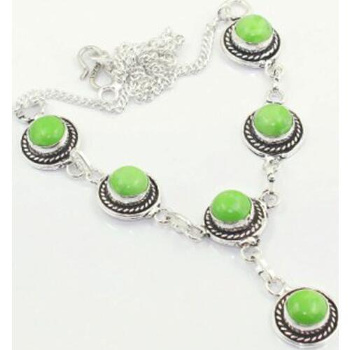 Green Copper Turquois Necklace Silver Overlay over Copper, 46.4 cm, N3805