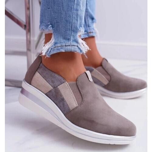 Woman Autumn Flat Platform PU Slip On Casual Shoes Woman Elastic Band Thick Bottom Vulcanised Shoes Female Mixed Color Fashion