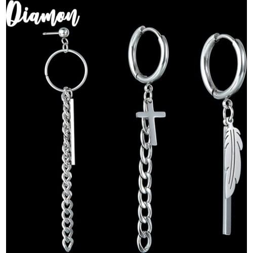 Diamon New Brand Stainless Steel NK Chain Stud Earrings For Women Silver Color Fashion Different Style Party