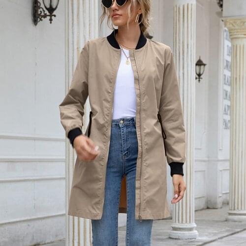 Women Outdoor Dust Coat Autumn Long Sleeve Stand Collar Cardigan Streetwear Slant Pocket Drawstring Waterproof Mid-length Trench