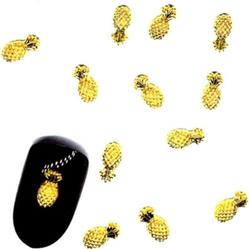 Gold Nail Art Decorations Stickers Hawaii Pineapple 3d Charm Nailart Supplies Summer Bling Manicure Design Accessoires for Nails