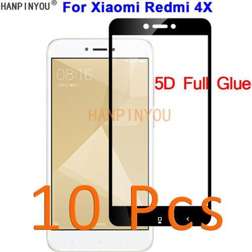 10 Pcs/Lot For Xiaomi Redmi 4X 5.0" 5D Full Glue Cover Toughened Tempered Glass Film Screen Protector Guard