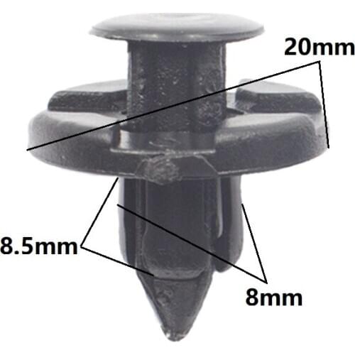 100 Pcs Car Clip For Nissan Infiniti Push in 8mm Hole Bumper Fender Fastener Rivets