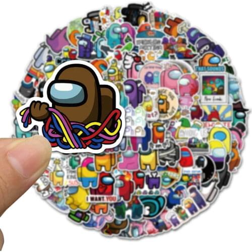 100PCS Among Us Stickers Game Plush Toy Laptop Luggage Phone Fridge Decals Children Stationery Stickers Toy among ac Kawaii