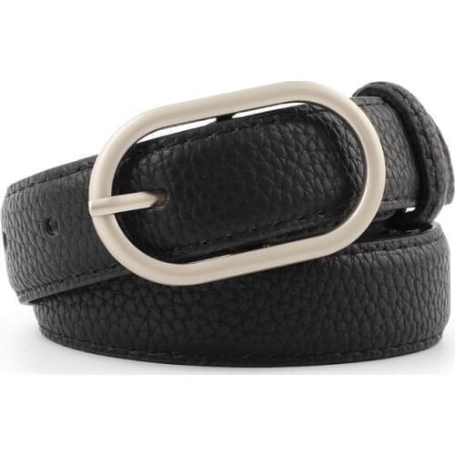 105X2.4Cm Fashionable Woman Silver Oval Alloy Buckle Belt For Women 2019 Ladies Black Wide Waist Belt Belt Waistband White