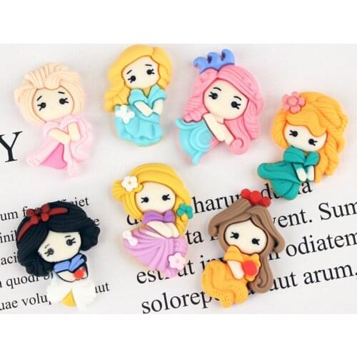 30Pcs Cute Princess Girls Flat Back Resin Embellishments DIY Craft Supplies Hair Accessories Phone Shell Patch Arts Materials