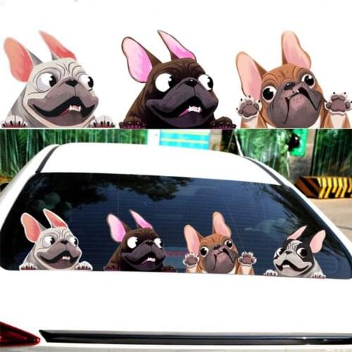 3D Bulldog Car Sticker Cute Puppy Pet Dog Vinyl Decal Cartoon Car Window Laptop Toilet Sticker Waterproof Bumper Accessories