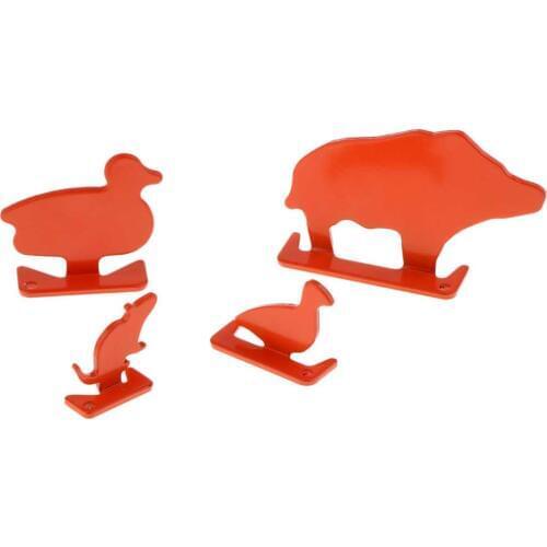 4pcs Metal Animal Targets Set Shooting Plinking Target for Fun Competition and Practice Orange Paintball Accessories