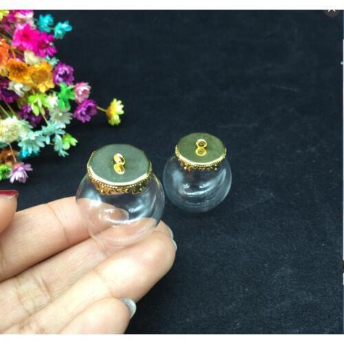 5sets/lot 25*15mm Clear Glass Globe Necklace Kit round glass Bottle Pendant DIY accessories Bottle Charm diy Jewelry Supplies
