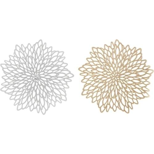 8Pcs Placemats for Dining Table,Metal Hollow Gorgeous Table Mats for Wedding,Holiday Table Decoration