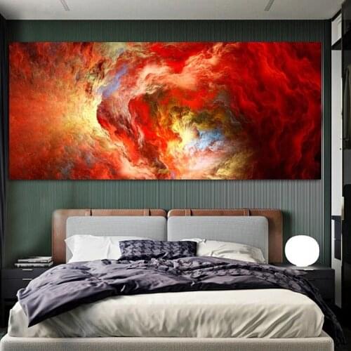 Bright Cloud Abstract Oil Painting Orange Wall Picture For Living Room Canvas Modern Art Poster And Print