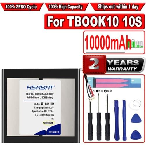 HSABAT 10000mAh Battery for Teclast Tbook 10s Tablet PC Tbook10s 5 lines+Connector