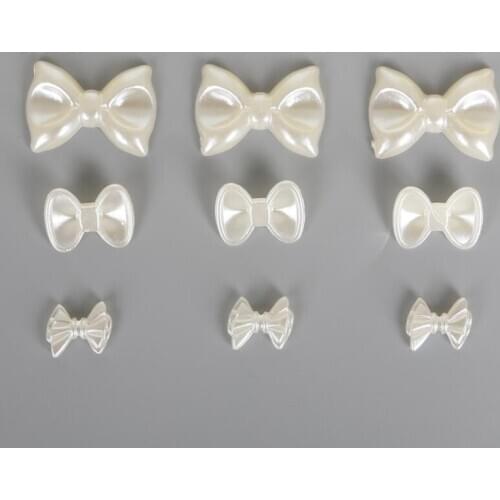 Acrylic Pearl Beads Imitation Love Heart Bow Embellishments for Craft Wedding Decoration NKN05