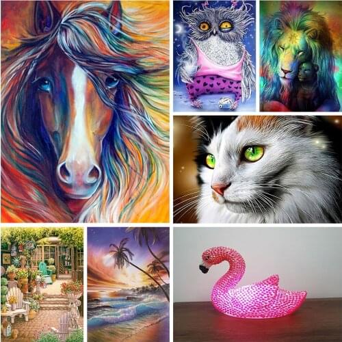 5D Diy Diamond Painting Cross Embroider Kits Animal Pattern Wall Sticker Diamond Art Mosaic Embroidery Painting New Year Gift