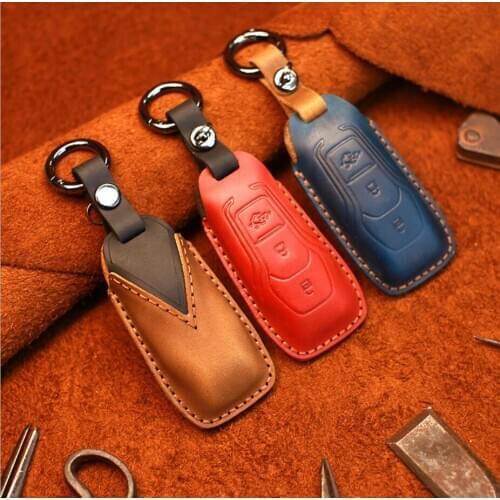 Car 4D Genuine Leather Key Case Cover Holder For Ford Explorer Mondeo Mustang Everest Ecosport Ranger Escape F-150 Galaxy S-Max