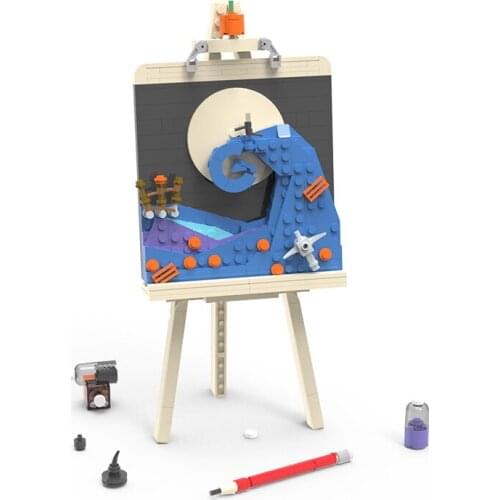 MOC DIY Horror Outdoor Sketchpad Decorative Painting Animation Skull Simulation Halloween Night Building Block Model Boys Toys