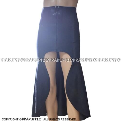 Black Sexy Latex Skirts With Irregular Back Zipper At Front Rubber Bottoms DQ-0035