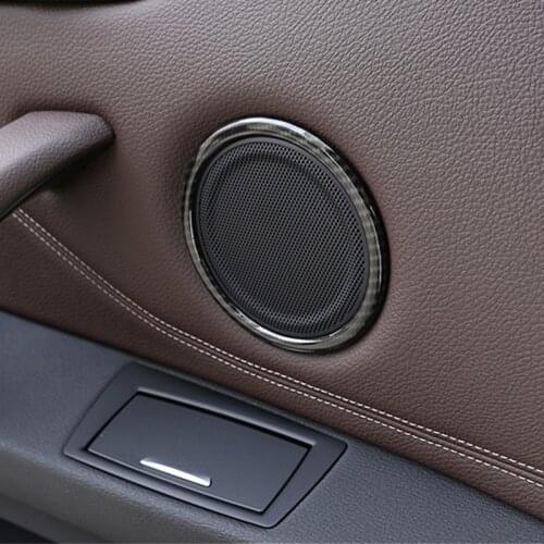 Carbon Fiber Color Car Door Audio Speaker Circle Ring Decorative Cover Trim For BMW X1 F48 2 series F45 2016-18 Interior Decals