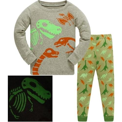 Kids Pajamas Sets boys Dinosaur pattern night suit Children cartoon Sleepwear Boys Pyjamas kids 100% Cotton nightwear size 3-8Y