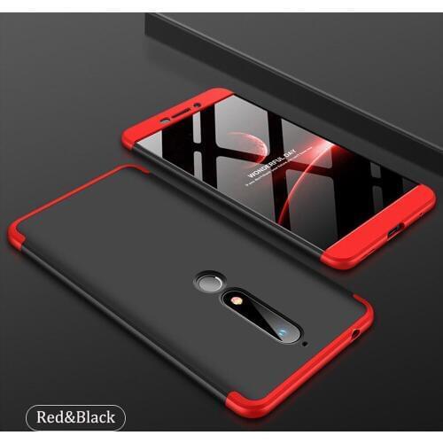For Nokia 6 2018 3In1 Full Body Protective Armor Case With Tempered Glass Screen Protector Back Cover For Nokia 6.1 Nokia6 2018