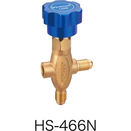 Refrigerant three-way valve, testing valve HS-466N Inch Air Conditioning Refrigerant Pressure Gauge Tool Valve