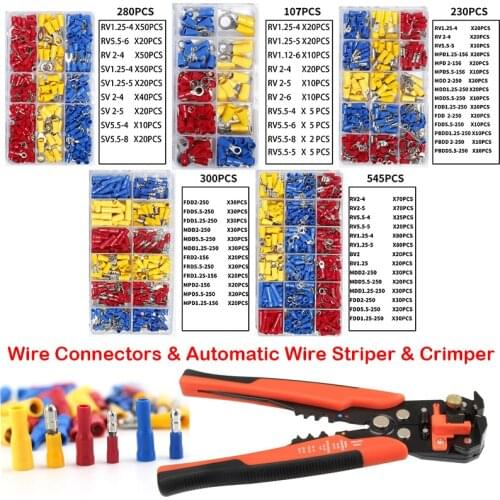 Assorted Insulated Fork U-type Set Terminals Connectors Kit Electrical Crimp Spade Ring Mixed Lug Cable wire car accessories