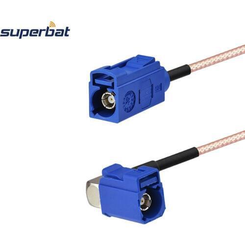 Superbat Fakra Female Jack "C" Right Angle to Fakra Jack "C"Straight Adapter RG316 1.5m Cable Assembly