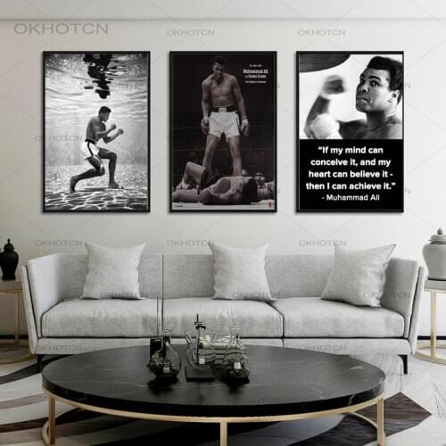 Modern Canvas Painting Muhammad Ali Motivational Quote Art Posters And Prints Boxing Themed Home Decor Wall Picture For Bedroom