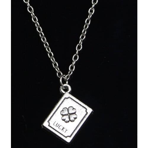 New Fashion Necklace 15x13x3mm lucky clover book Pendants Short Long Women Men Colar Gift Jewelry Choker