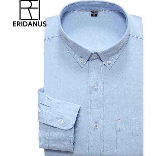 2017 Brand New Men Shirt 100% cotton High Quality Casual Solid Color oxford dress shirt Business Long Sleeve Shirts M537