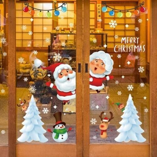 2020 Merry Christmas Window Stickers Christmas Decorations For Home Wall Glass Stickers New Year Home Decals Decor D98675