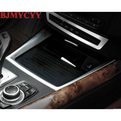 BJMYCYY Car Interior Stainless Steel Stickers Cover Water Cup Holder Panel Decoration Trim For BMW X5 E70 2009-2013 Car Styling
